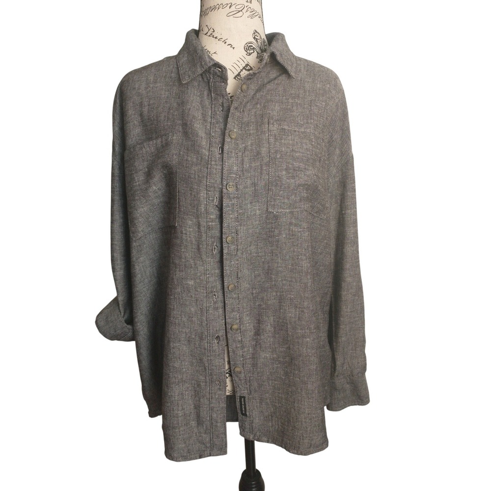 Silver Jeans Linen-blend Grey Button-Down Shirt - Emma boyfriend fit